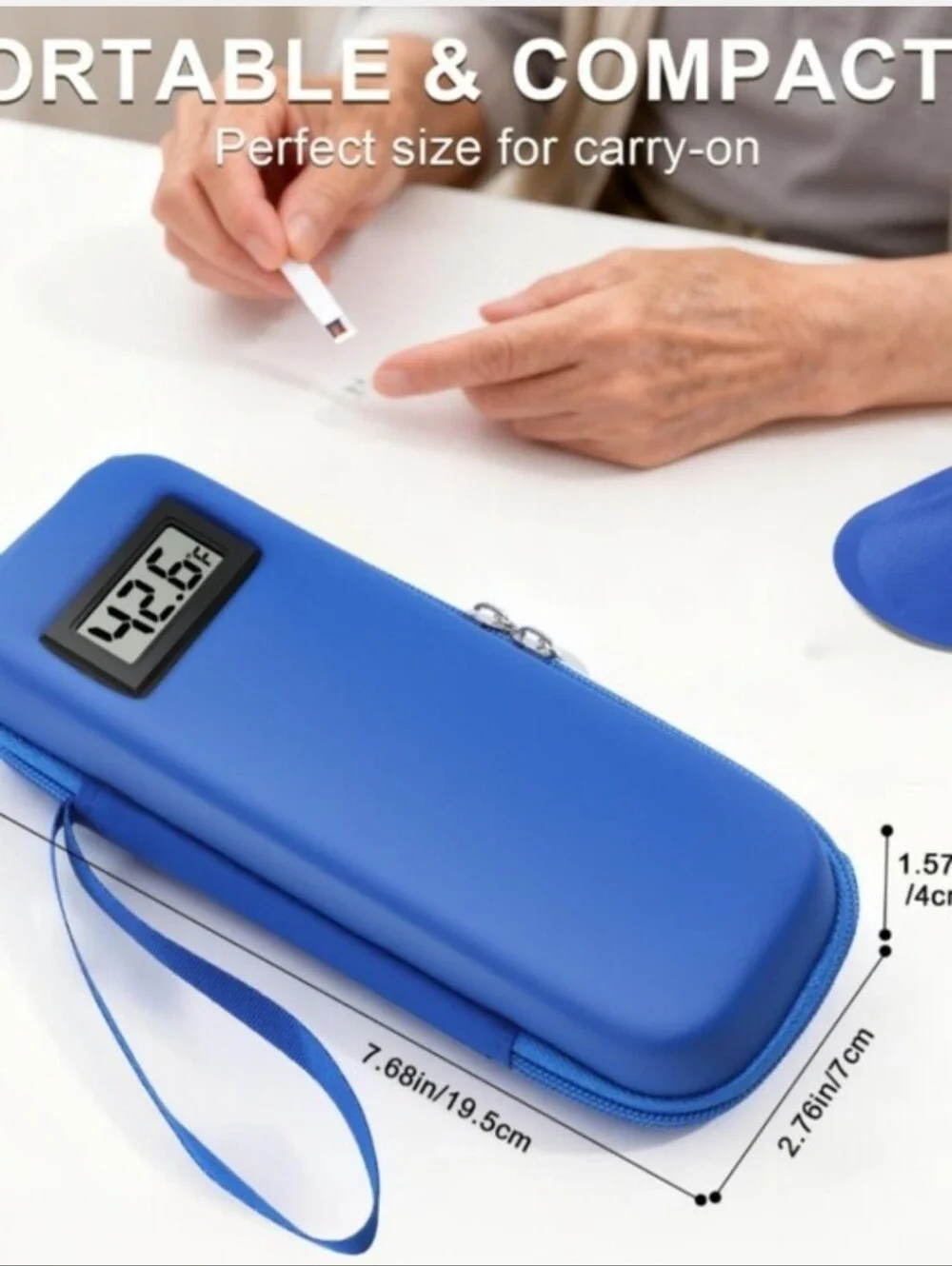 Portable Blue Power Bank with LCD Charge Meter